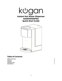 Cover for Kogan Instant Hot Water Dispenser KAINHWDSPNA Quick Start Guide