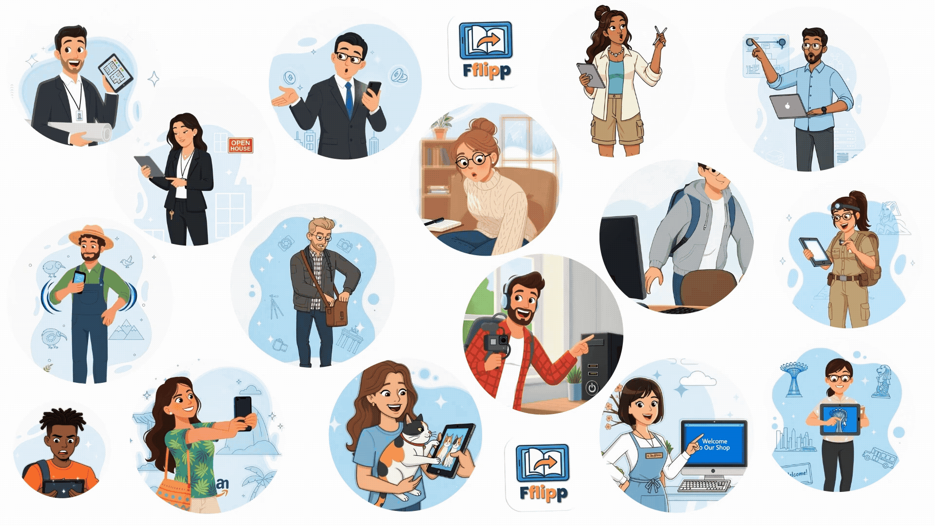 A diverse group of Fflipp creators and users